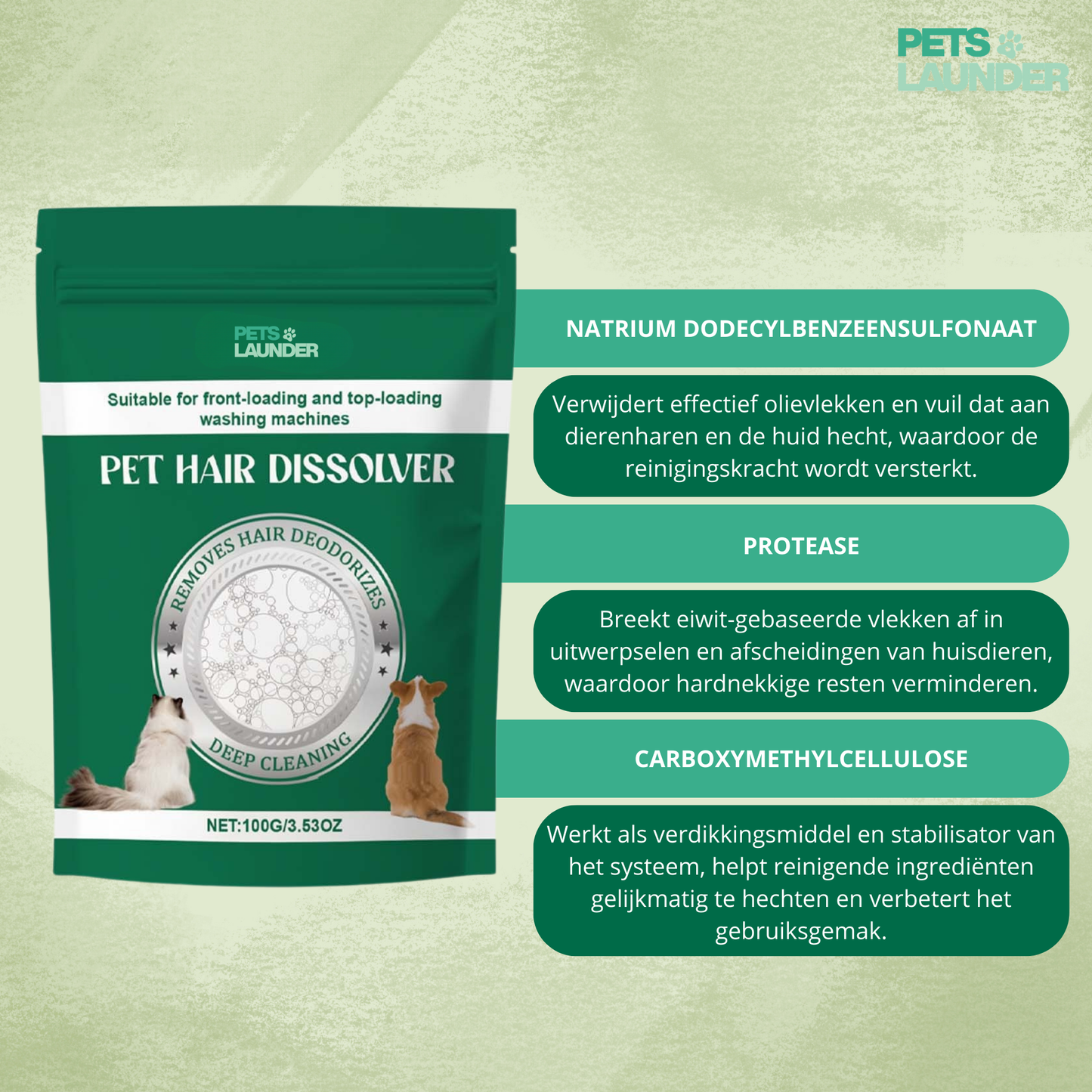 Huisdierhaar Oplosser voor de Was (2 Stuks) - Verwijdert Honden en Kattenhaar tijdens het Wassen